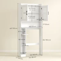 HOMCOM Over The Toilet Storage Shelf, Bathroom Organizer with Adjustable Shelf, Toilet Paper Holder for Bathroom, Laundry(m-3)