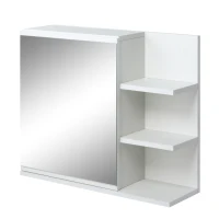 kleankin Bathroom Storage Cabinet with Mirror, Wall Mounted Medicine Cabinet with 3 Open Shelves and 2-tier Cupboard(m-9)