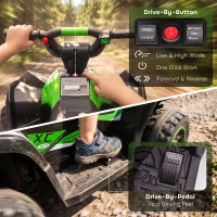 Aosom Kids ATV 4 Wheeler, 12V Kids Ride On Toy with Dual Motors, High & Low Speed, Music, Headlights, Up to 3.7 MPH, Green(m-7)