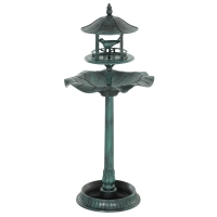 Outsunny 3 in 1 Garden Bird Bath Bowl Pedestal with Bird Feeder, Large Water Basin, Underneath Flower Planter, Green