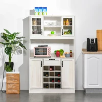 HOMCOM Kitchen Buffet with Hutch, Kitchen Pantry with Drawer and Wine Rack, White(m-10)