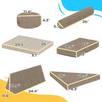 Qaba 12 Pieces Kids Foam Climbing Blocks with Washable Cover for Toddlers, Khaki(m-3)