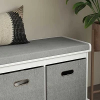 HOMCOM Shoe Storage Bench with Seat, Entryway Bench Seat with Cushion, 3 Fabric Drawers for Hallway, White(m-7)