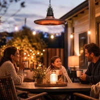 Outsunny 1500W Electric Patio Heater, IP65 Hanging Infrared Carbon Fiber Tube Outdoor Heater with Remote Control, Brown(m-8)