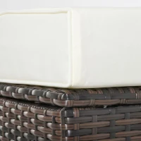 Outsunny 20" Patio Wicker Ottoman, Multipurpose Outdoor PE Rattan Footrest, Additional Seating, Side Table with Soft Cushion, Brown, White(m-9)