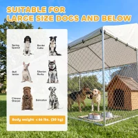 PawHut Heavy Duty Outdoor Dog Kennel with Waterproof Roof, 2 Secure Latches, Chain Link Dog Run for Backyard, 20' x 15' x 8'(m-9)