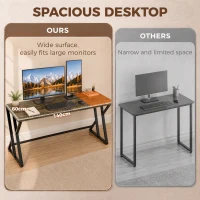 HOMCOM 55 Inch Computer Desk, Industrial Writing Desk with Z-Shaped Metal Leg, Study Table for Home Office, Rustic Brown(m-4)