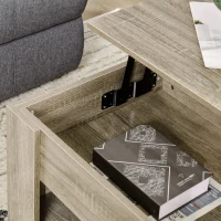 HOMCOM Lift Top Coffee Table with Hidden Storage Compartment and Open Shelf, Center Table for Living Room, Grey(m-9)