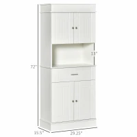 HOMCOM Freestanding Pantry Cabinet, 72" Kitchen Buffet with Utility Drawer, 2 Door Cabinets, White Wood Grain(m-3)