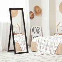 HOMCOM 58" x 20" Full Length Mirror with Frame, Floor Standing Mirror, Rectangular Full Body Mirror for Bedroom, Living Room, Brown(m-6)