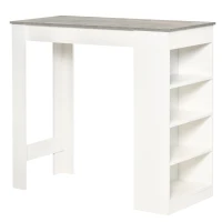 HOMCOM Bar Table, High Top Pub Table with 4 Storage Shelves, Modern Bar Height Table for Home Bar, Kitchen, Grey(m-11)