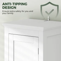 kleankin Tall Bathroom Cabinet, Freestanding Storage Organizer with Adjustable Shelves and Cupboards, 15" x 13" x 63", White(m-7)