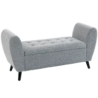 HOMCOM Upholstered Storage Bench with Arms, Modern Ottoman Bench for Bedroom, Entryway, and Living Room, Grey(m-9)
