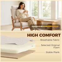 HOMCOM Modern Accent Chair, Linen Armchair with Lumbar Pillow, High Back, Wide Seat, Thick Cushion, Solid Wood Frame, Cream White(m-4)