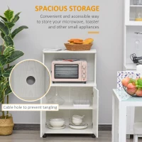 HOMCOM Microwave Cart on Wheels Utility Trolley Storage Sideboard Bookcase with 2-door Cabinet, White Oak(m-4)