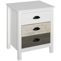 HOMCOM Accent Table Storage Cabinet with 3 Drawers Wooden Bedside Table Night Stand, Home Furniture(m-2)