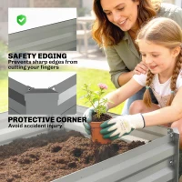 Outsunny Set of 2 Galvanized Raised Beds for Garden, Outdoor Planter Box for Flowers, Herbs and Vegetables, Light Grey(m-6)