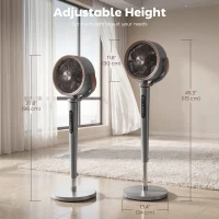 HOMCOM 20dB Silent Standing Fan, Oscillating Fan with 12 Speeds, LED Light, WiFi & Remote Control, 12H Timer(m-3)