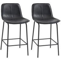 HOMCOM Bar Stools Set of 2, Upholstered Counter Height Bar Chairs, Kitchen Stools with Steel Legs(m-9)