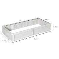 Outsunny 48" x 24" Raised Garden Bed Kit, Divisible Planting Box DIY Garden Elevated Planter for Outdoor & Indoor Backyard, Wood Imitating Grain, Easy Assembly, with 6 Stakes, White(m-3)