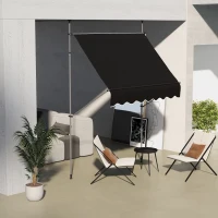 Outsunny 6.5' x 4' Manual Retractable Awning, Non-Screw Patio Awning, UV Resistant for Window or Door, Black(m-10)