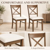 HOMCOM Dining Chairs Set of 2, Upholstered Kitchen Chairs with Rubberwood Frame, Padded Seat and X-Back, Walnut(m-5)