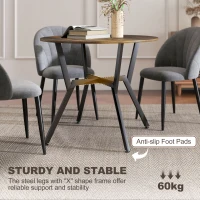 HOMCOM 35" Round Dining Table, Modern Dining Room Table with Steel Frame, Space Saving Small Kitchen Table, Rustic Brown(m-5)