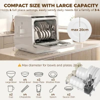 HOMCOM Countertop Dishwasher, Portable Mini Dishwasher with 1.6 Gal Built-in Water Tank, 5 Washing Programs, Air-Dry Function(m-4)
