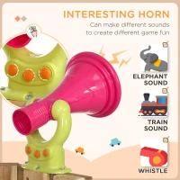 Outsunny 4-in-1 Wooden Swing Set with Swing, Slide, Horn, Steering Wheel, Red(m-6)