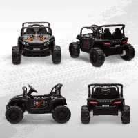 Qaba 12V Ride On Truck, Battery Powered Electric Car for Kids w/ Remote Control, 4-Wheel Suspension & LED Lights, Black(m-9)
