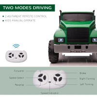 Aosom Ride-on Tractor 2-Seater Battery-Powered Car for Kids with Large High-Traction Wheels, 12V Truck Ride-on Toy with Rear Storage, Outdoor Toy, Green(m-6)