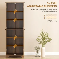 HOMCOM 67" Farmhouse Pantry Cabinet with 2 Doors, Tall Storage Cabinet with Adjustable Shelves, Brown Wood Grain(m-6)