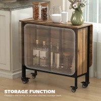 HOMCOM Folding Dining Table, Extendable Kitchen Table for Small Spaces with Storage Shelf and 6 Wheels, Brown Wood Grain(m-6)