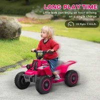 Qaba 6V Kids ATV Quad, 4 Wheeler Battery Powered Electric Ride on Car w/ Lights, Forward Backward, Pink(m-5)