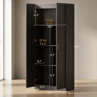 HOMCOM Farmhouse Pantry Cabinet, 71" Tall Kitchen Pantry Storage Cabinet with Soft-Close Hinges, Adjustable Shelves, Espresso(m-3)