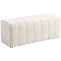 HOMCOM 43" Upholstered Bedroom Bench Modern End of Bed Bench Load up to 485 lbs for Bedroom Hallway Living Room Cream White(m-9)