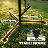 Soozier Baseball Hitting Trainer with 4 Power Bands, 32.7"-43.3" Adjustable Batting Practice Equipment with Stakes, Carry Bag(m-6)