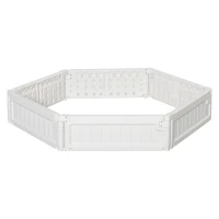 Outsunny 48" x 24" Raised Garden Bed Kit, Divisible Planting Box DIY Garden Elevated Planter for Outdoor & Indoor Backyard, Wood Imitating Grain, Easy Assembly, with 6 Stakes, White(m-11)