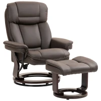 HOMCOM Swivel Recliner with Ottoman, PU Leather Reclining Chair with Footrest, for Living Room, Bedroom, Dark Brown(m-11)