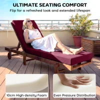 Outsunny Chaise Lounge Cushion, 4" Thick Outdoor Lounge Chair Cushion with Ties for Patio, 21" x 72", Red(m-4)