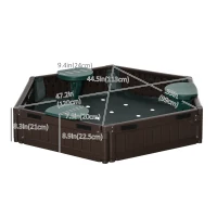 Outsunny DIY Kids Sandbox with Waterproof Oxford Cover, Sand Playset Station with Bottom Fabric Liner, for 3-12 Years Old, Outdoor Indoor Backyard, Brown(m-3)