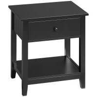 HOMCOM Modern Style Nightstand, Small End Table with Drawer and Storage Shelf for Bedroom, Living Room, Black(m-9)