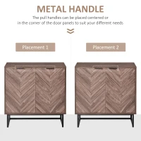 HOMCOM Sideboard Buffet Cabinet, Chevron Double Door Kitchen Cabinet, Accent Cabinet with Adjustable Shelf, Walnut(m-7)