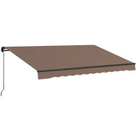 Outsunny 13' x 10' Retractable Awning, 280gsm UV Resistant Sunshade Shelter for Deck, Balcony, Yard, Coffee(m-11)