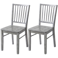 HOMCOM Dining Chairs Set of 2 Ergonomic Solid Wood, Armless Kitchen Chairs with Rubberwood Legs, Rustic Gray