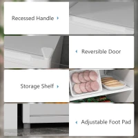 HOMCOM Upright Freezer, 3 Cu.Ft Mini Freezer with Reversible Single Door, Adjustable Thermostat for Home, Dorm, White(m-5)