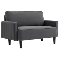 HOMCOM Loveseat Sofa, Linen 2 Seater Sofa Couch with Thick Padded Seat & Backrest for Living Room, Home Office, Dark Grey(m-2)
