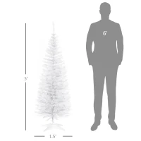 HOMCOM 5' Artificial Pencil Christmas Tree, Slim Xmas Tree with 294 Realistic Branch Tips and Plastic Stand, White(m-3)
