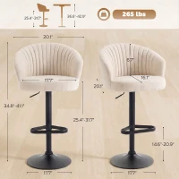 HOMCOM Modern Upholstered Adjustable Barstools with Swivel Seat, Linen Touch Fabric, Steel Frame, Footrest, ‎Beige(m-3)