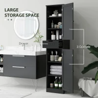 HOMCOM Freestanding Bathroom Cabinet with Drawer and 2 Doors, Tall Bathroom Cupboard for Kitchen, Study, Living Room(m-4)